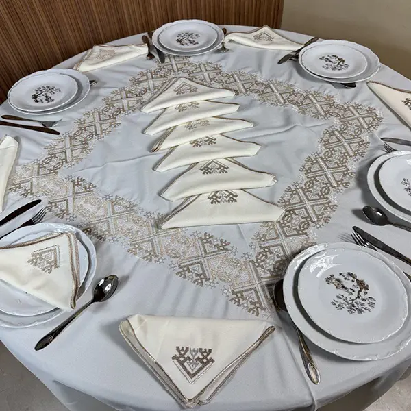 nappe de table ronde beige maroc