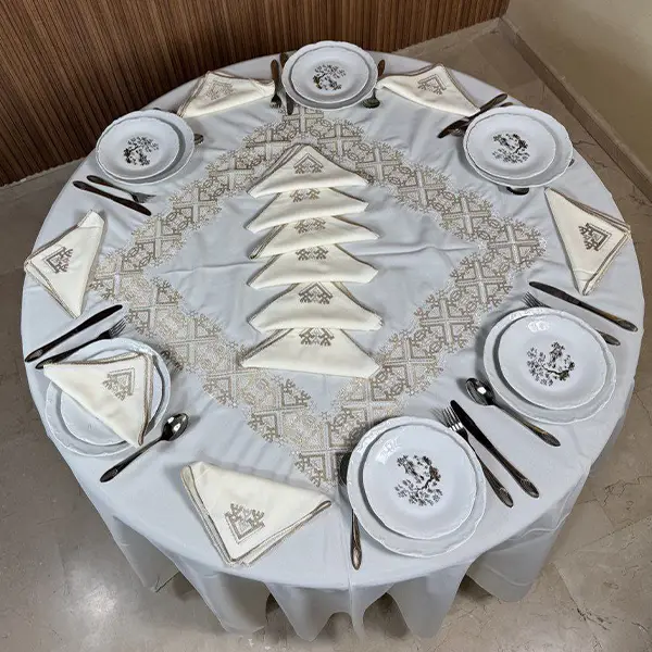 nappe de table ronde beige maroc